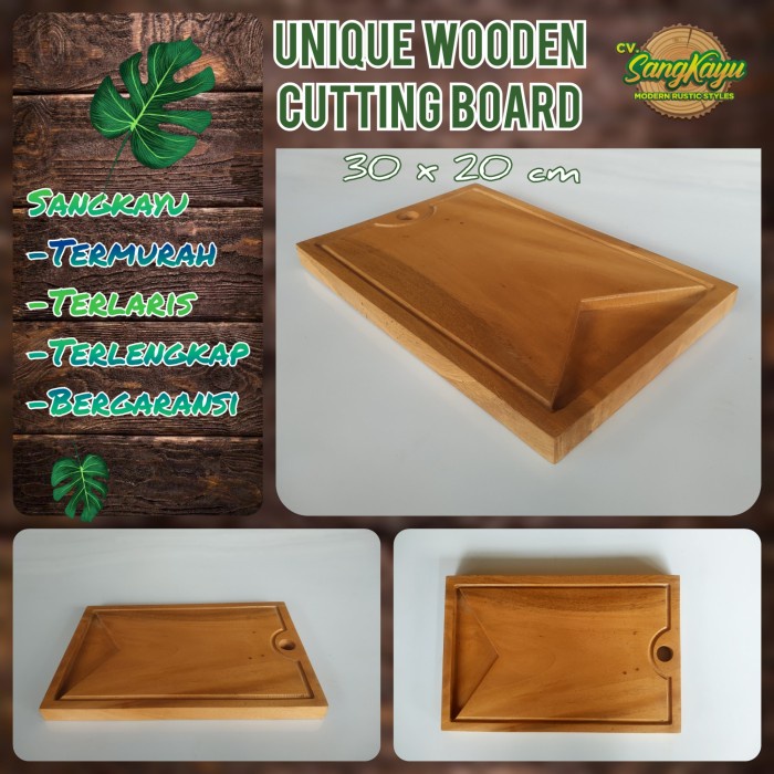 Nampan talenan kayu jati mahoni wooden cutting board line edge 002 - Kayu mahoni