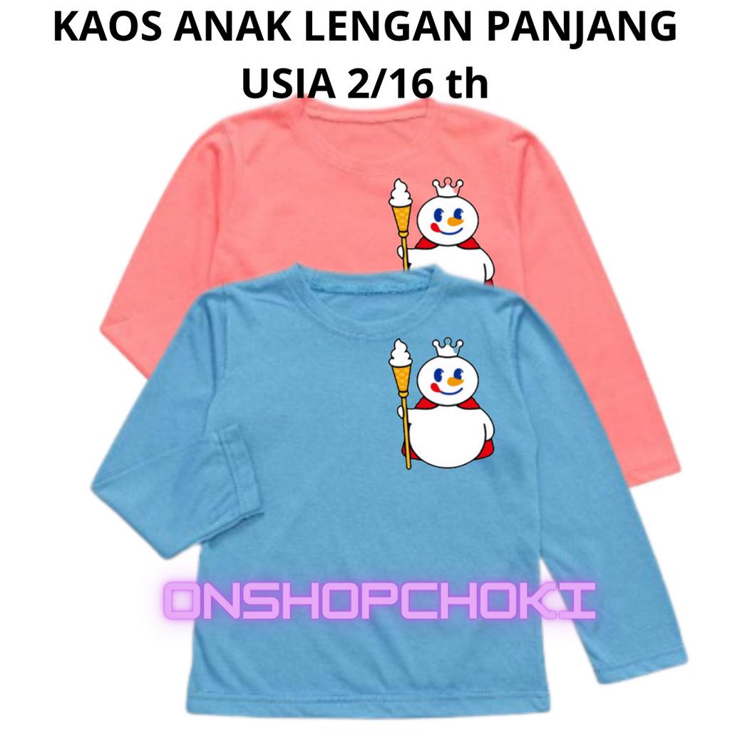 Kaos Anak Lengan Panjang Gambar MIXUE Unisex Cowok Cewek Usia 2-16th Kaos oblong anak lengan panjang