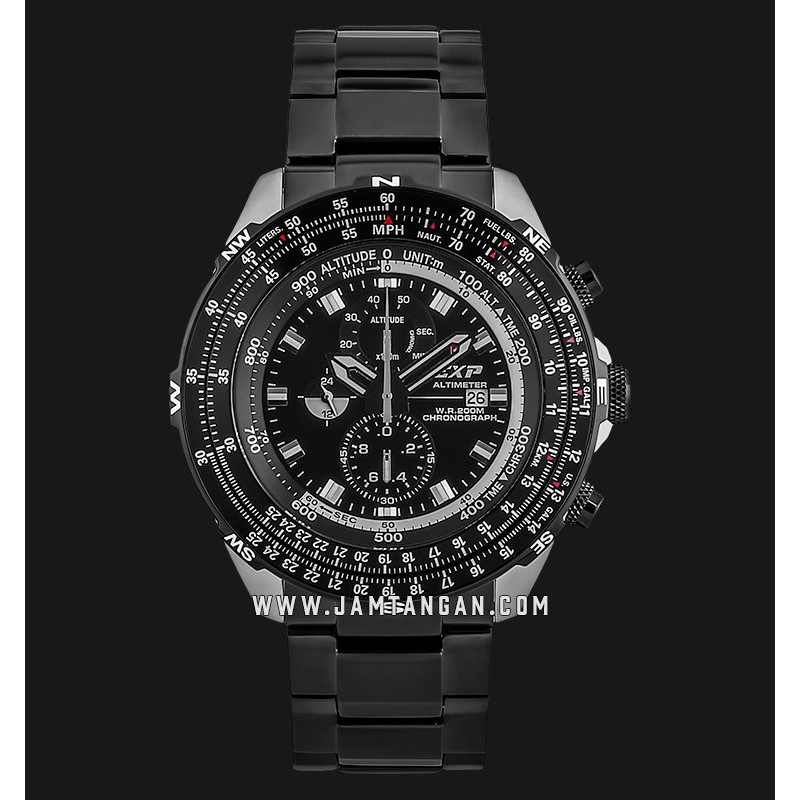 Expedition Altimeter E 3005-MC BIPBA Chronograph Black Dial Black Stainless Steel Strap