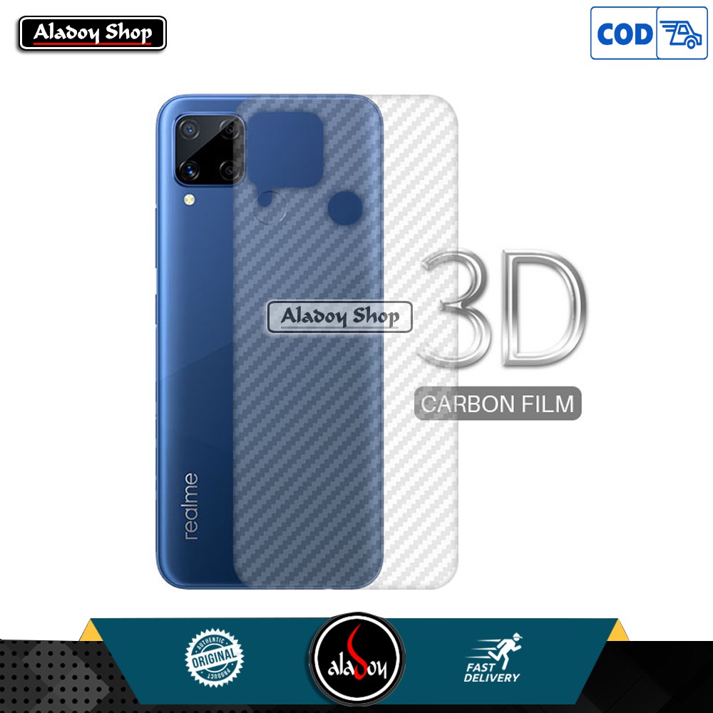 Garskin Realme C15 Back Screen Protector Carbon Transparan