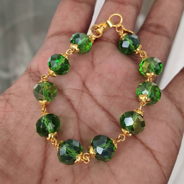 Gelang kristal lilit lapis emas 24k / Gelang Kristal Ceko / Gelang Manik / Gelang Batu