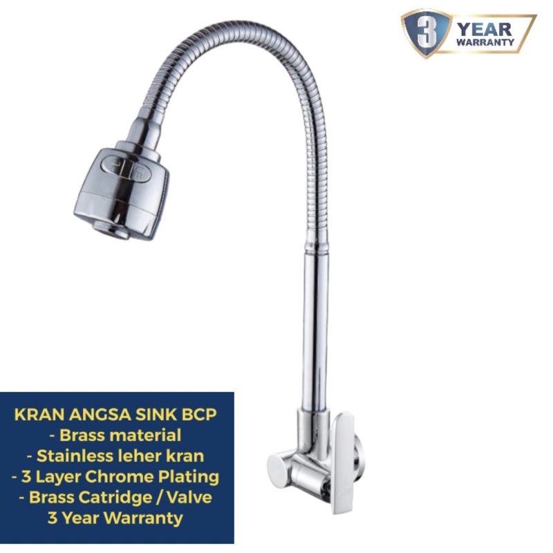 55518B Keran Sink Fleksible Angsa / Kran Angsa Dapur Air Dingin Flexible BCP