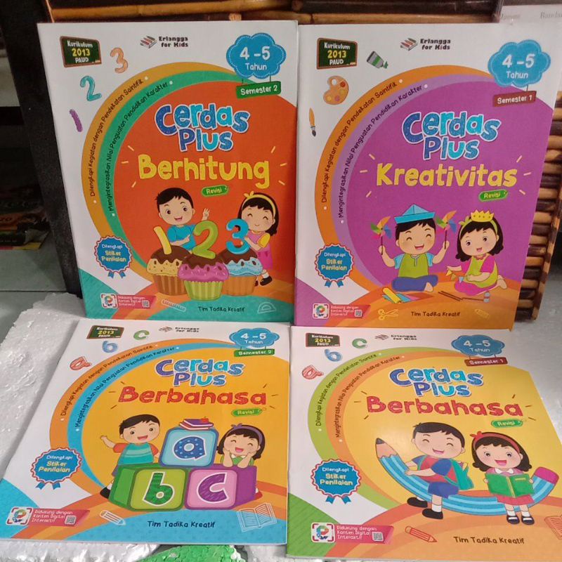 BUKU PAKET 7 BUKU ERLANGGA FOR KIDS CERDAS PLUS 4-5 TAHUN KURIKULUM 2013 PAUD