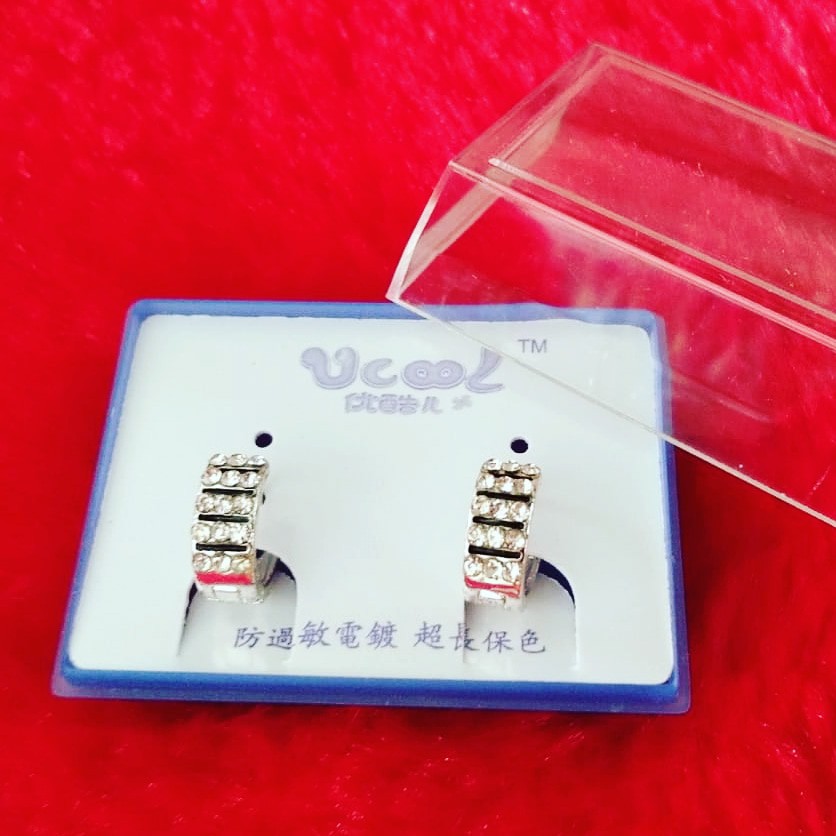 Giwang Silver Hias Kristal Imitasi