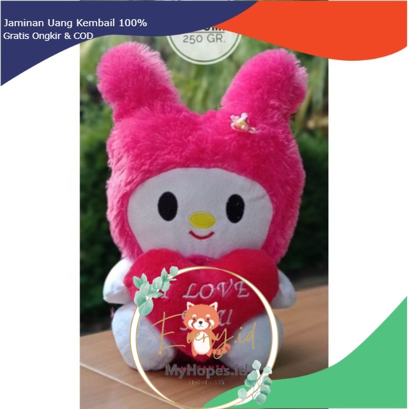 SNI BONEKA KELINCI MELODI 40 cm untuk kado ulang tahun anak pacar teman laki perempuan pria wanita cowok cewek   gemes import ori premium original JUMBO BESAR MINI KECIL  everly.id everlyid gemoy lucu