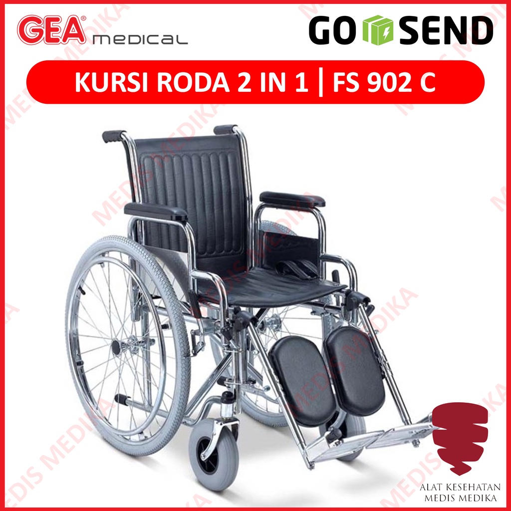 Original GOJEK ONLY Kursi Roda 2 in 1 FS 902 C GEA Duduk Selonjor Wheel Chair FS902C Exp Baru