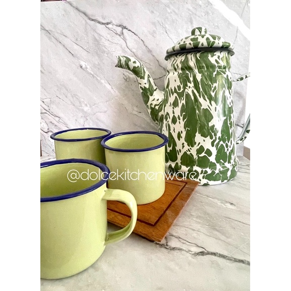 Set Teko Eskan 13 cm san 3 pcs Cangkir Seng Polos 7 cm Jadul