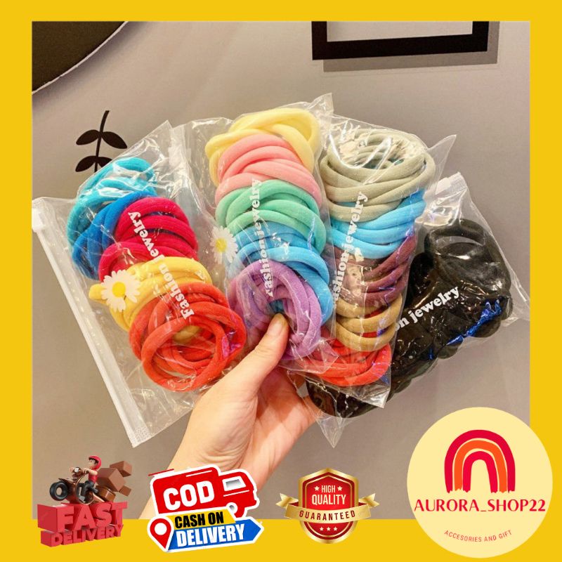 [COD] Ikat Rambut Donat Besar Warna Warni Cute Import Karet Rambut Handuk Kuncitan Rambut Elastis