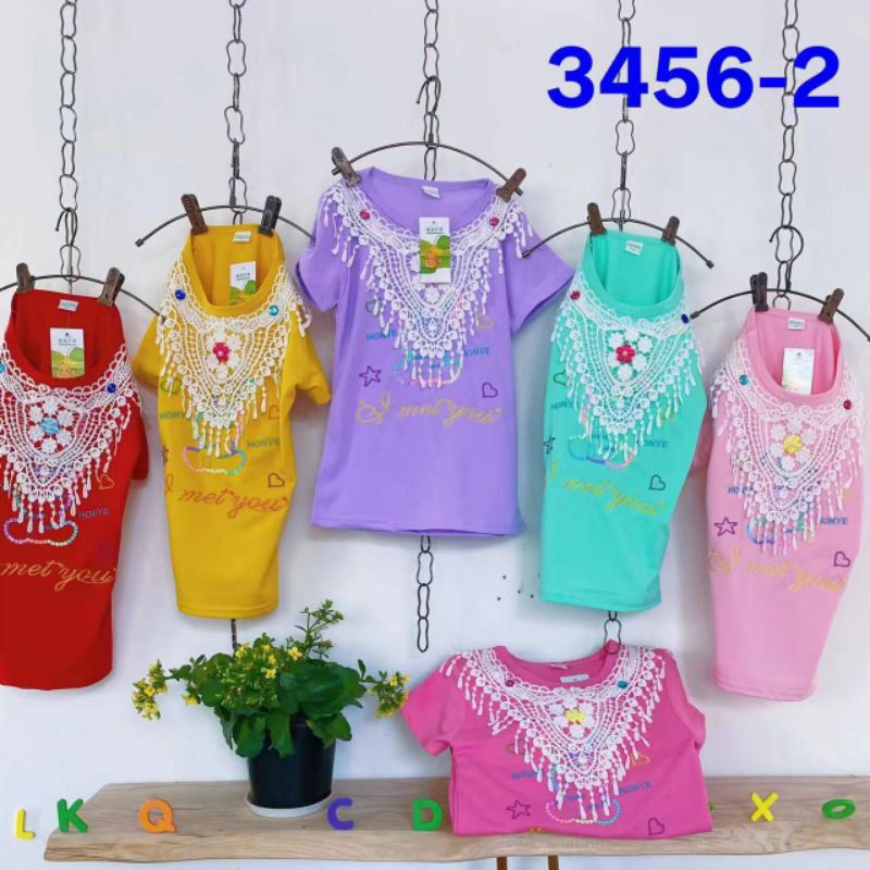 Atasan Anak Perempuan//Kaos Import Motif Renda Usia 2-6tahun