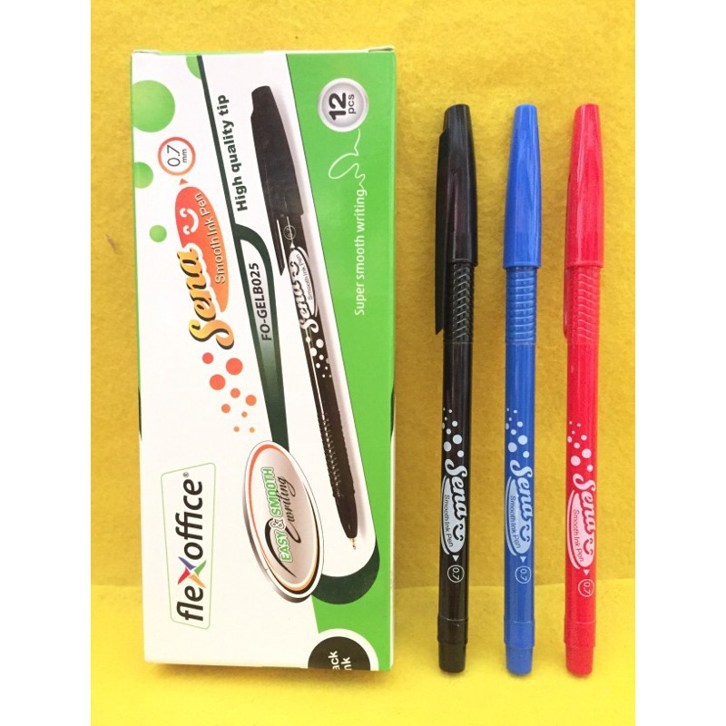 

Pulpen Pen Pena Flex Office Sena Hitam / Merah / Biru 1 box isi 12 pcs (1 Lusin)