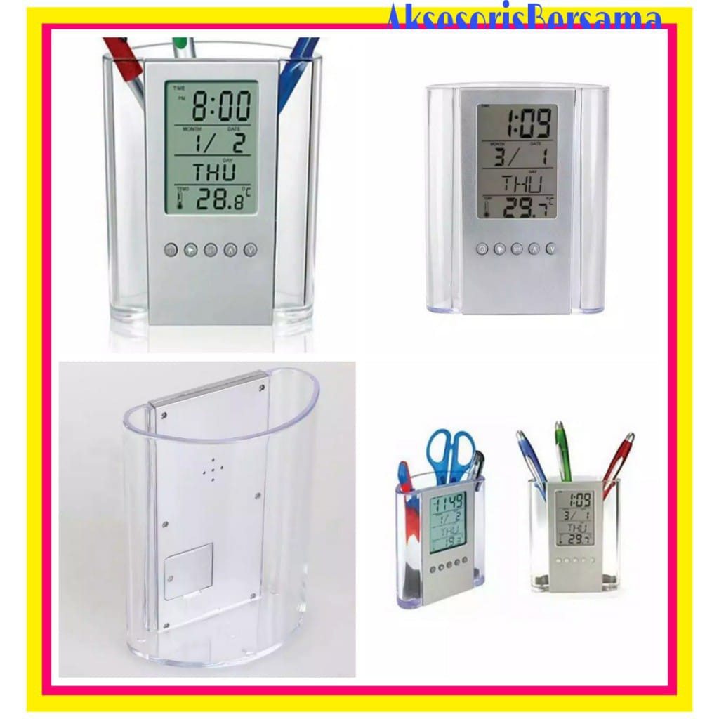 

Kotak Pena Kalender Elektronik Layar LCD Jam Alarm Suhu