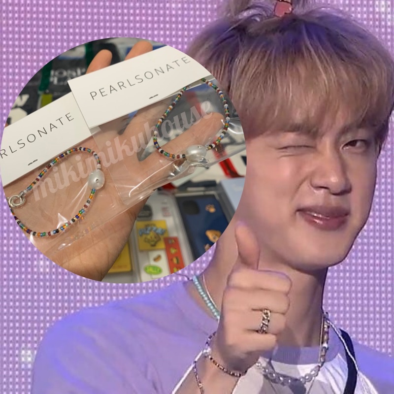 BTS JIN FESTA BRACELET GELANG POLKA POKA BRACELET PEARLSTONE GELANG BTS FESTA STYLE FASHION OUTFIT