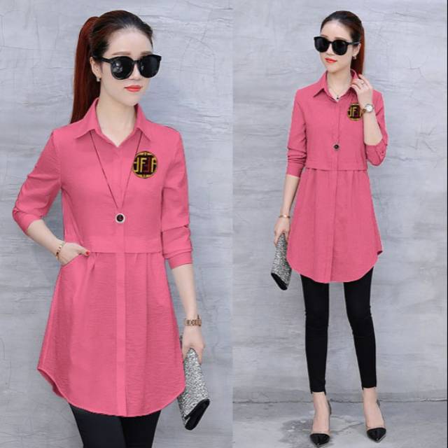 Ony@TUNIK FIESTA P BHN KATUN MOSSCREPE LD100CM PJ80CM,ADA SAKU,di dada terdapat aplikasi bordir