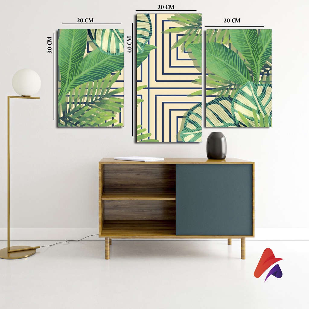 HIASAN DINDING SET TROPICAL KAMAR DEKORASI RUMAH WALL DECOR PAJANGAN DINDING KAYU SATU SET TROPICAL LEAF