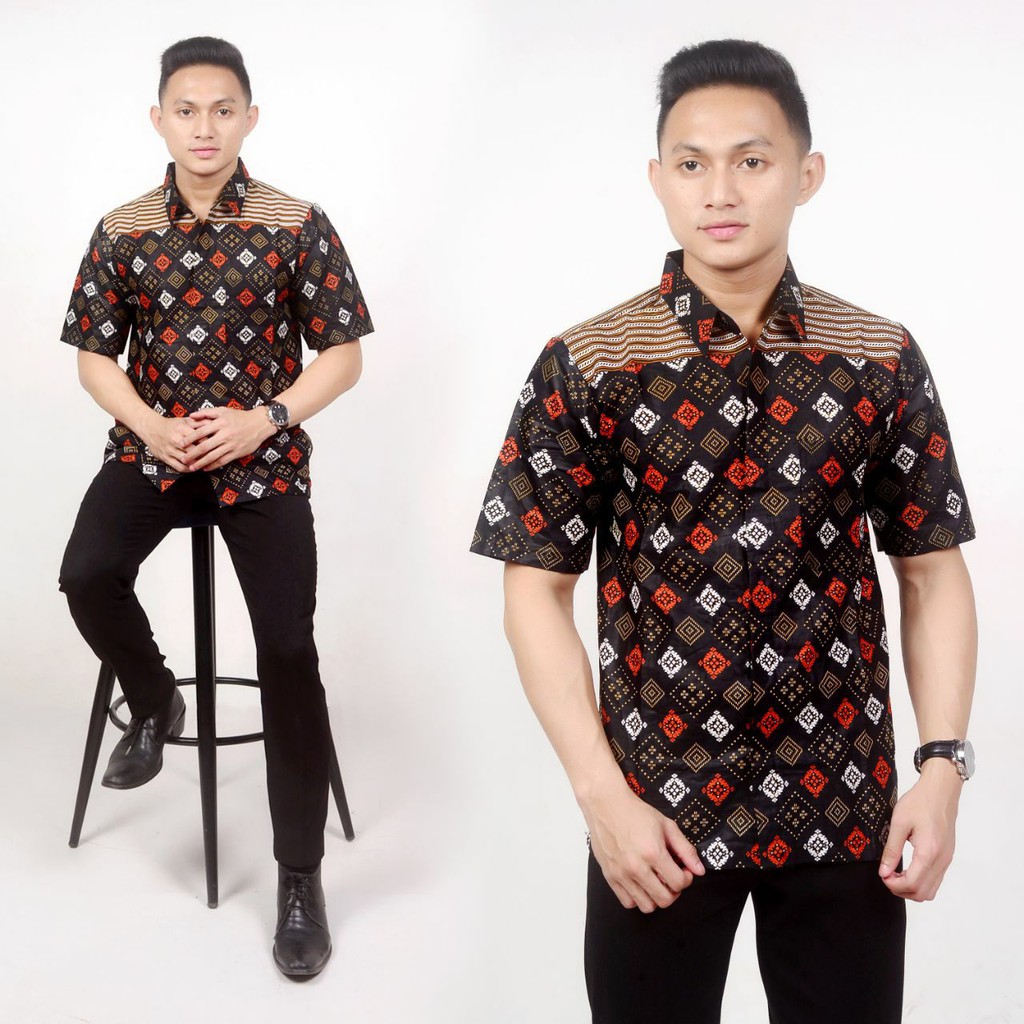 Hem Batik Pria Pendek Lawasan Sogan/Pari Sulur/Parang Black/Merak Papua Ori by Batiek Solo DC270927