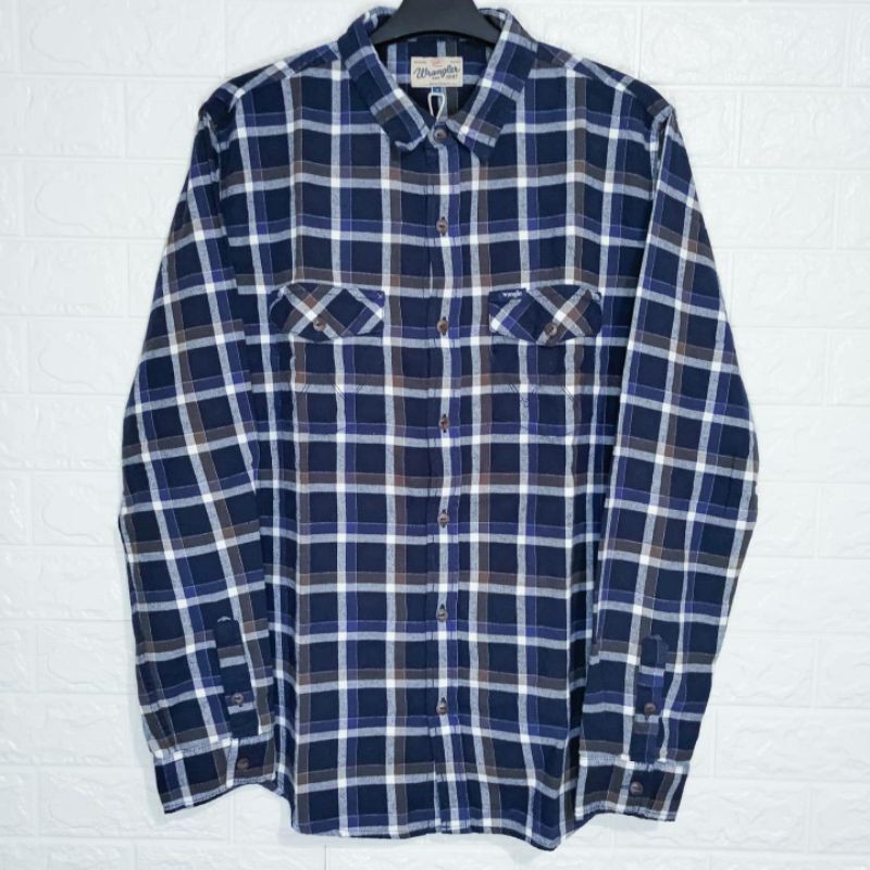 Wrangler Kemeja Flanel  Long Sleeve Navy