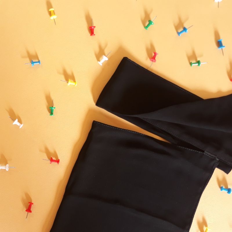 NIQAB / CADAR PONI KARET sifon silk jetblack