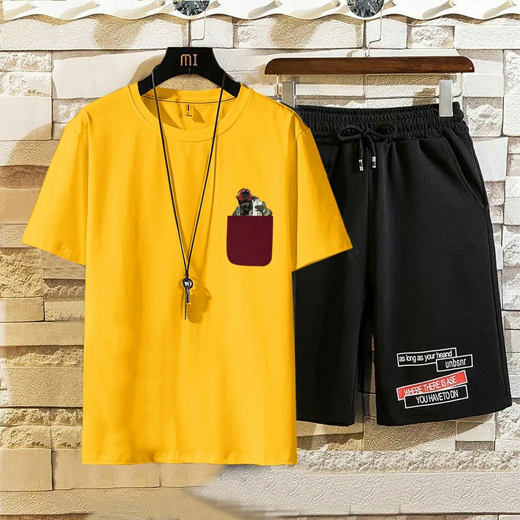 BISA COD// pakaian pria terabru size L,XL stelan pria keren satu stel baju dan celana stelan terlairs stelan guis - panteloni