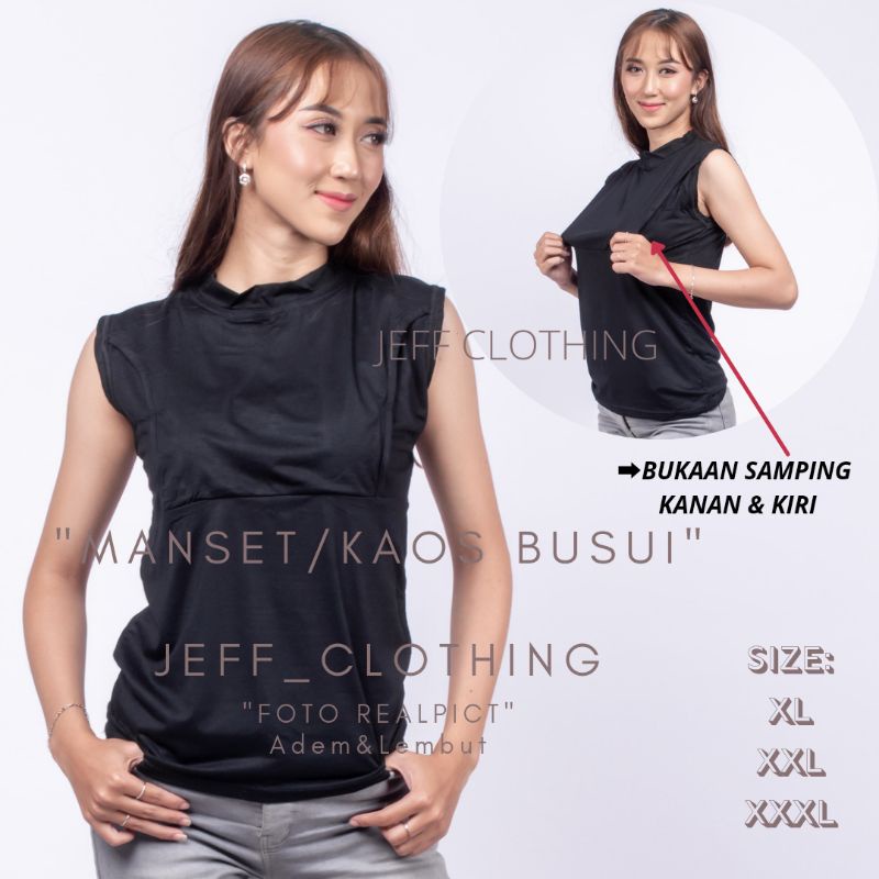 Manset Busui Tanpa Lengan | Baju Menyusui Bukaan Kanan Kiri | Kaos Busui Lekbong | Baju Menyusui | Mangset Busui