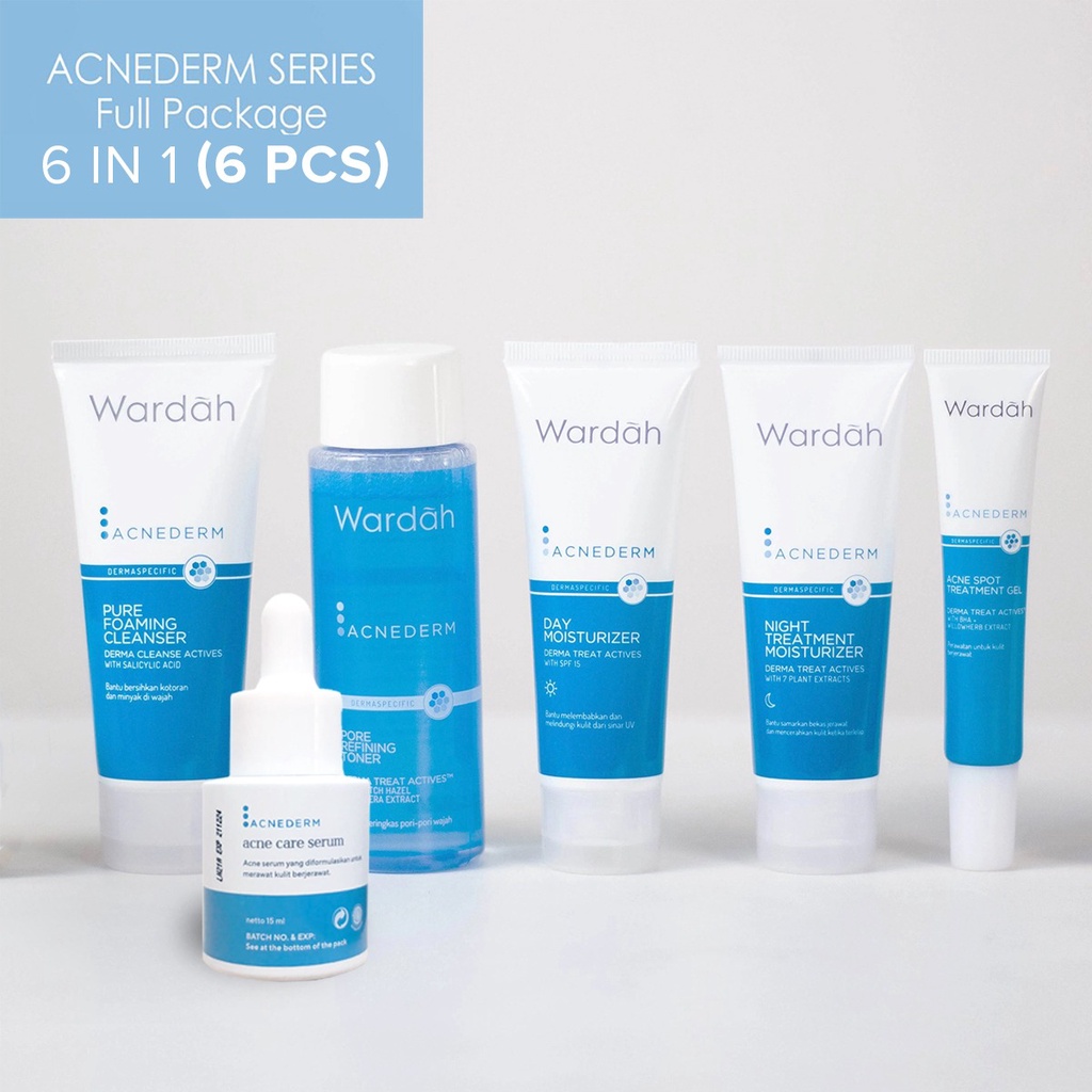 Paket Wardah Acnederm Series Complete Package - Paket Acne Skin Care Wardah-6 in 1 (6pcs)