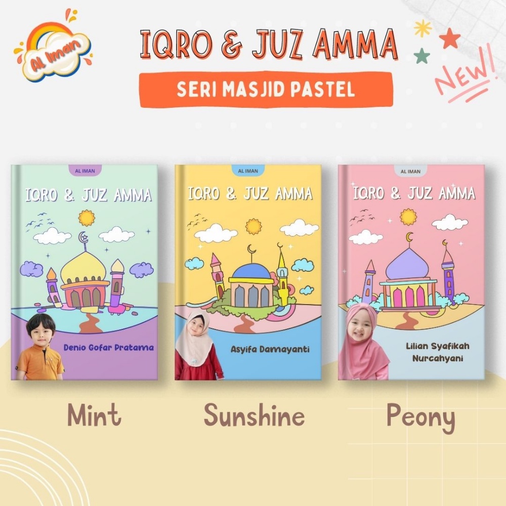 Iqro Juz Amma Custom NAMA dan FOTO Anak Buku Iqro Juz Amma Iqra Juz Ama Anak Softcover Milenial
