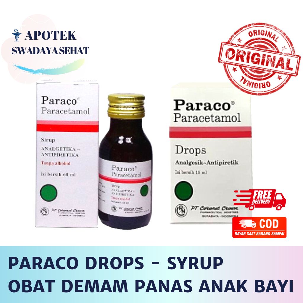 PARACO DROPS 15ML - SYRUP 60 ML - Parasetamol Obat Demam Bayi Anak Sirup Drop