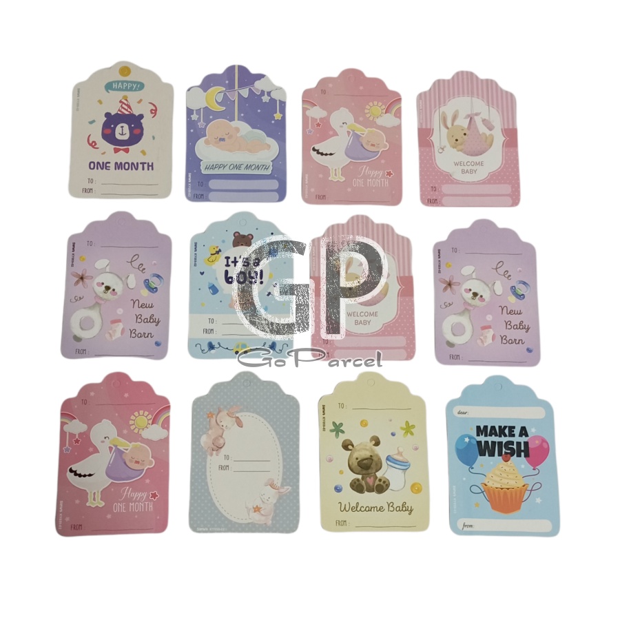 ( Lsn 12 Pc ) SANWA GIFT CARD BABY - HANG TAG SANSAN WAWA / KARTU UCAPAN - GREETING CARD NEW BORN BABY GIRLS BABY BOYS