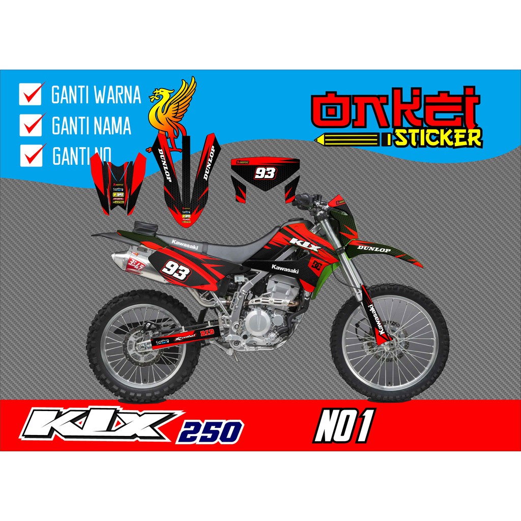 DECAL STICKER KLX 250 DAN DTRACKER 250 CRBN