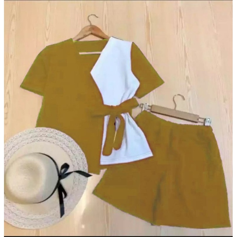 STELAN MARSHANDA STELAN MARS (PENDEK) PAKAIAN WANITA ONE SET 66-MUSTARD PENDEK