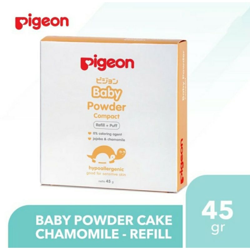 PIGEON Baby Compact Powder 45g Refill + Puff Bedak Bayi | Bedak Padat Bayi Anti Alergi