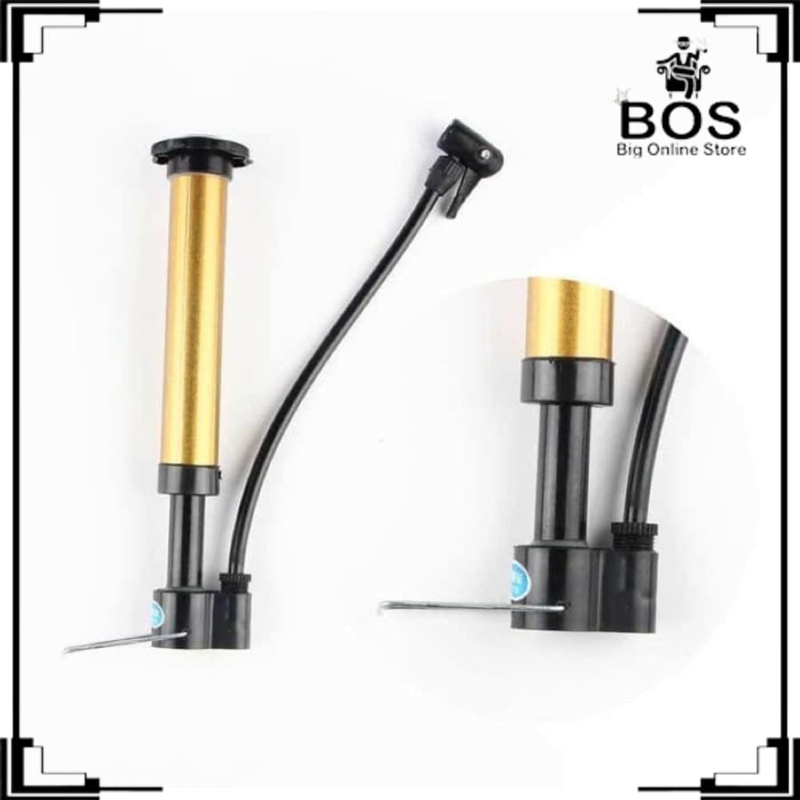 BOS - Pompa Tangan Mini Ban Sepeda / Bola / Tire Pump Warna Gold - Random