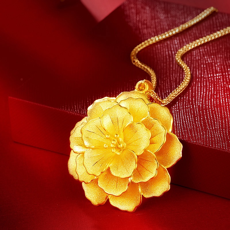 [Ready Stock]Fashion Unique Gold-Plated Flower Pendant Necklace