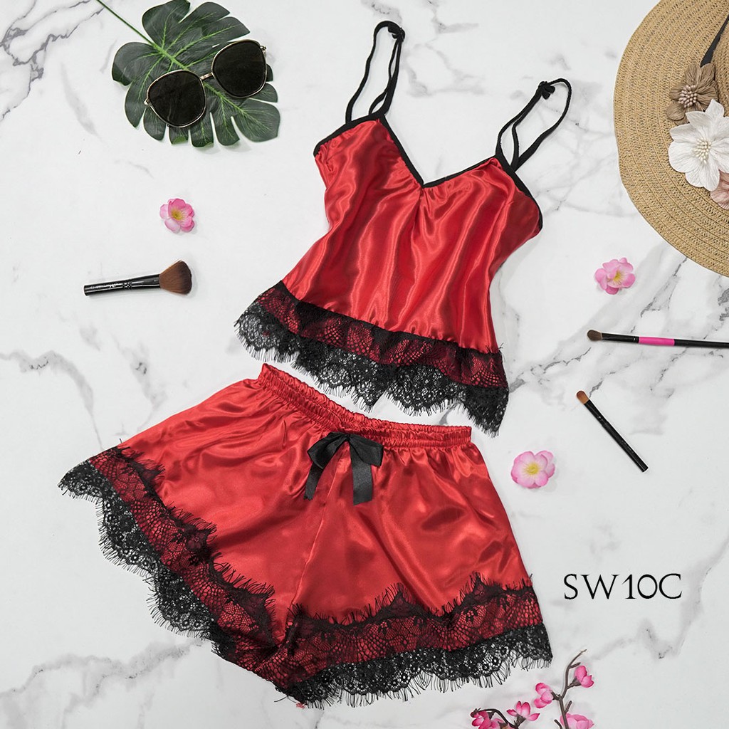 [PRIVASI AMAN] BAJU TIDUR WANITA DEWASA LINGERIE SEXY SLEEPWEAR MERAH HATI SW10C