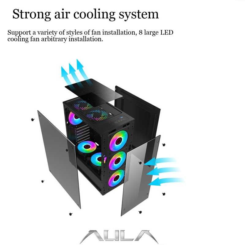 Casing AULA FZ010 mATX ATX Gaming Case AULA FZ 010 Free 3 Fan RGB