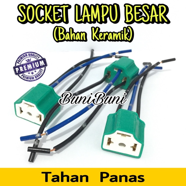 Socket / Soket Lampu Besar Halogen H4 / Lampu Depan Headlamp Mobil Bahan Keramik Tahan Panas