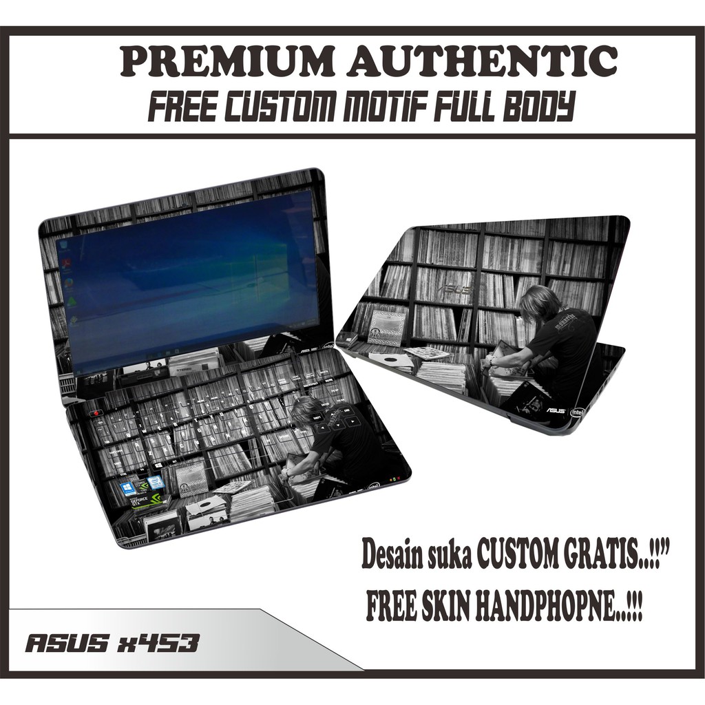 GARSKIN LAPTOP ASUS X453 FULL BODY FREE CUSTOM MOTIF COD