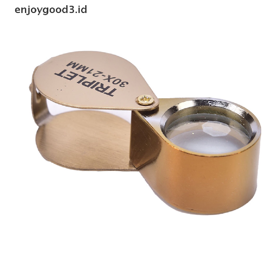 Kaca Pembesar Lipat 30x21mm Warna Emas Untuk Perhiasan