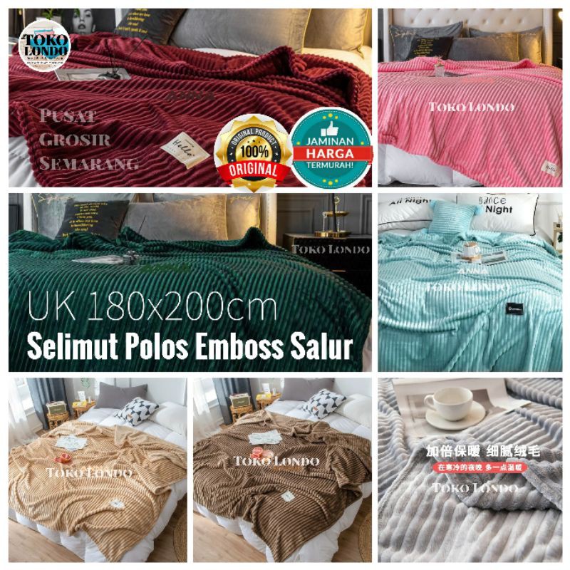 Selimut Polos SALUR Anna Selimut Salur Emboss 3D Dimensi uk 180x200 Selimut Dewasa Bulu TEBAL 800gr Selimut Polos Emboss Salur Lembut Halus Abu Coklat Krem Pink Tosca