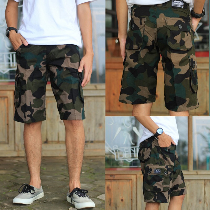  CELANA  CARGO  PENDEK  CAMO ARMY  LORENG  SEXTORS OUTDOOR 