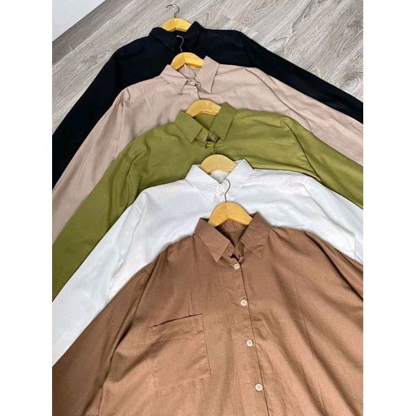 Olivia shirt - kemeja oversize linen wanita basic termurah