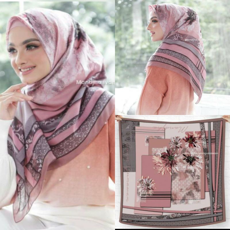Beautiful Crysant Scarf Mandjha Hijab Segi Empat Ivan Gunawan Original