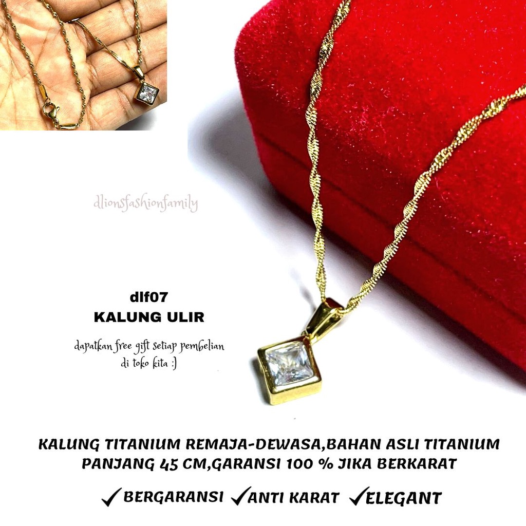 KALUNG TITANIUM WANITA TERLARIS,KALUNG TITANIUM EMAS,KALUNG DAN LIONTIN WANITA,REMAJA SAMPAI DEWASA,MODEL BANDUL PERSEGI