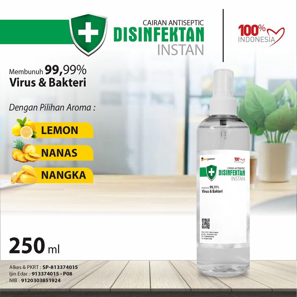 Desinfektan Instan  Aroma Buah Segar 250 ml / Cairan Desinfektan Aroma Segar Siap Pakai 250 Spray