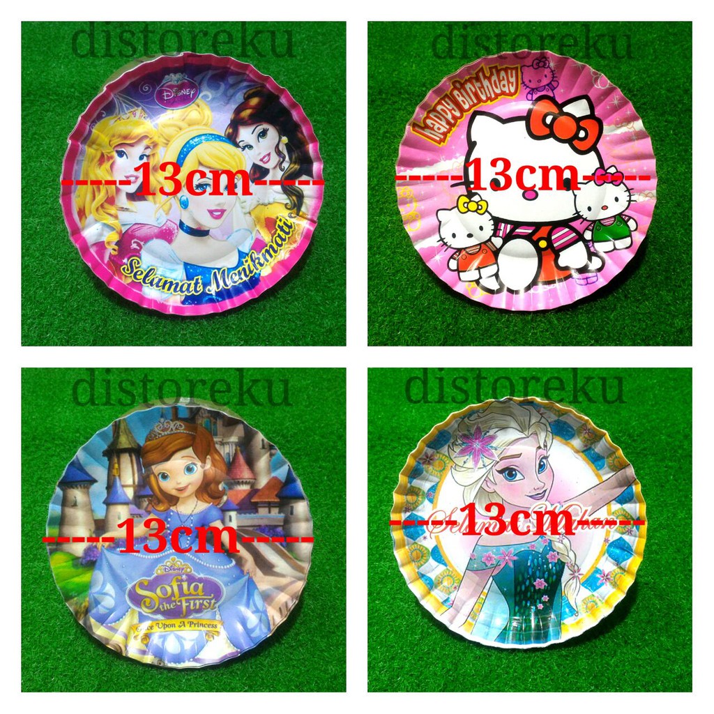 isi 10 Piring Kertas Kue Tart Karakter Ultah Paper Plate Cake Ulang tahun Motif Character Lucu