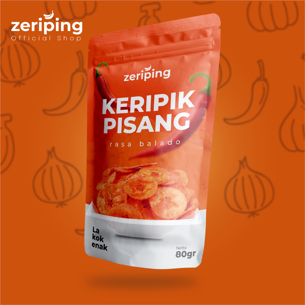 

Zeriping Keripik Pisang Rasa Balado - Kripik Pisang Balado Bumbu Tebal dan Renyah