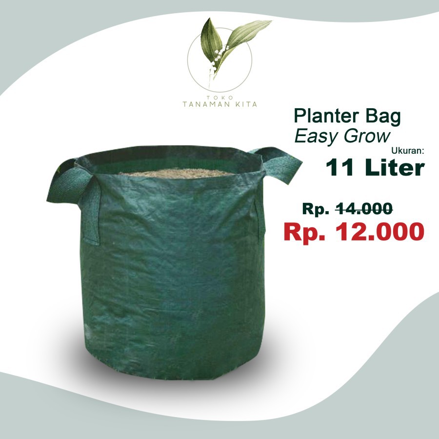 Planter Bag Easy Grow 11 Liter Handle Kantong Tanam Pot Bahan Terpal