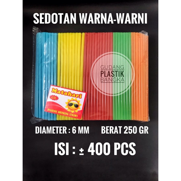 Sedotan Plastik Warna-Warni Merk Matahari Diameter 6mm