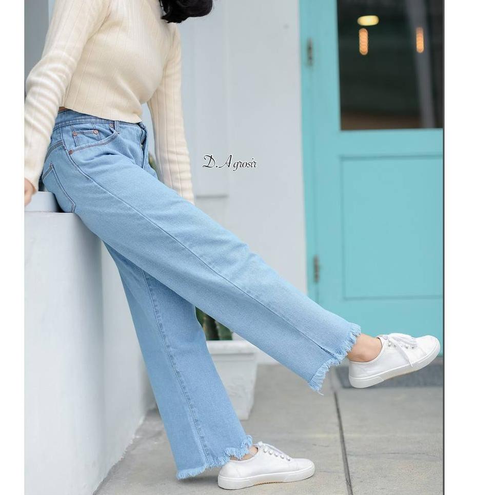 Terbagus.. PROMO GRATIS ONGKIR KULOT JEANS WASHED JUMBO KULOT LEVIS RAWIS KEKINIAN