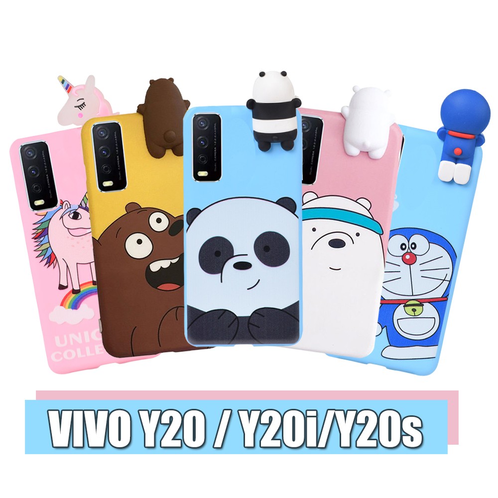 Case VIVO Y20 Y20s Y20i Softcase Intip Karakter Doraemon Panda Ice Bear