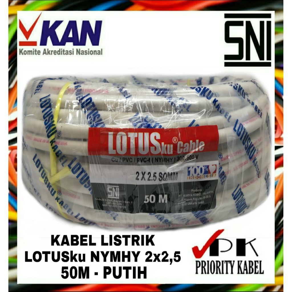 Kabel Listrik Serabut LOTUSku NYMHY 2x2,5 2x2.5 50meter (50m)